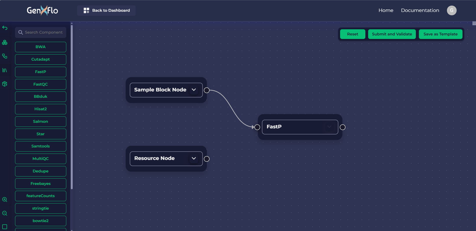 Connecting tools on the GenXflo workflow canvas